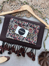 Brown Handloom Cotton Saree With Kalmkari Print Blouse
